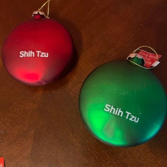 Shih Tzu Hand-Painted Christmas Ornaments Set Of 2 By Kurt Adler dog lovers - Picture 3 of 5